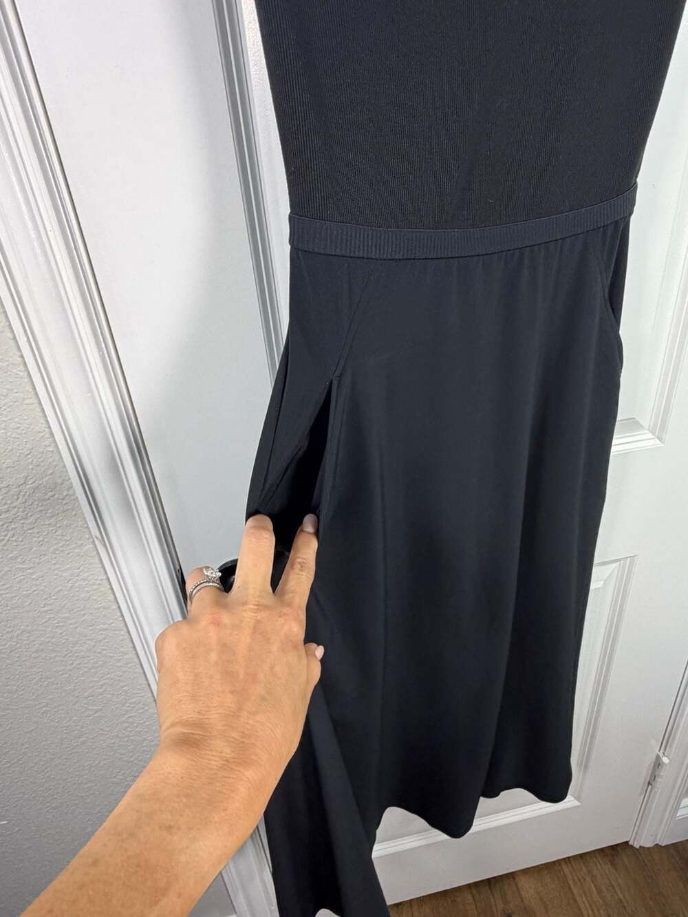Athleta Ryder Ribbed Cutout Midi Dress Black Size SP - Picture 5 of 7